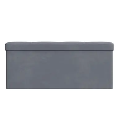 Ochama x SONGMICS Storage Ottoman, Foldable Velvet Storage Bench, 2 Extra Storage Boxes, 38 x 110 x 38 cm, for Hallway, Living Room, Bedroom, Dark Grey