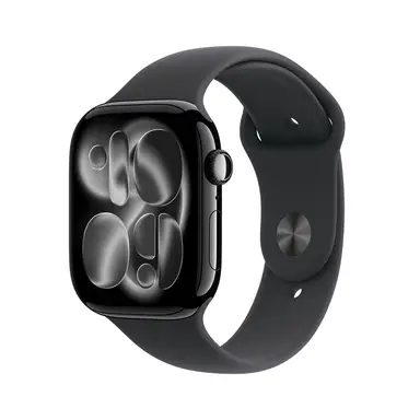 Apple Watch Series 11 GPS 46mm Jet Black Aluminium-Gehäuse mit schwarzem Sportarmband - M/L