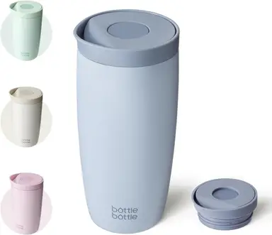 Bottle Bottle Thermal Mug 500 ml To Go - Premium Insulated Stainless Steel Mug, Leak-Proof, BPA-Free, Quick Press Closure, Double Walled, Keeps Drinks Hot & Cold for a Long Time (Blue)