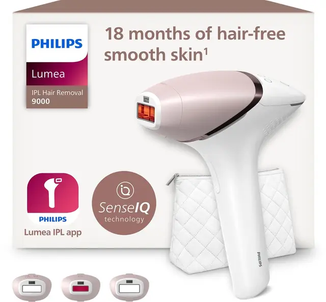 Philips Lumea IPL ontharingsapparaat 9000-serie - ontharingsapparaat met SenseIQ-technologie, 3 opzetstukken voor lichaam, gezicht en precisie, snoerloos gebruik BRI955/01