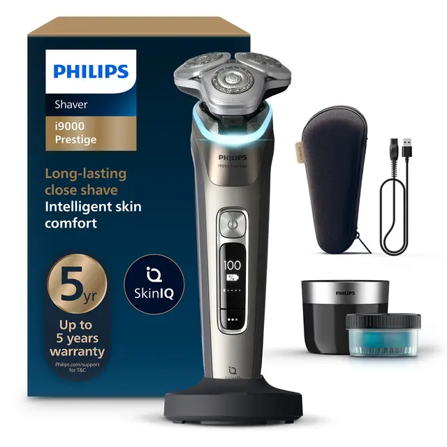 Philips i9000 Prestige Wet & Dry Shaver for Men, NanoTech Precision Blades, SkinIQ Technology, Wireless Charging, XP9203/30, Top Gift Picks