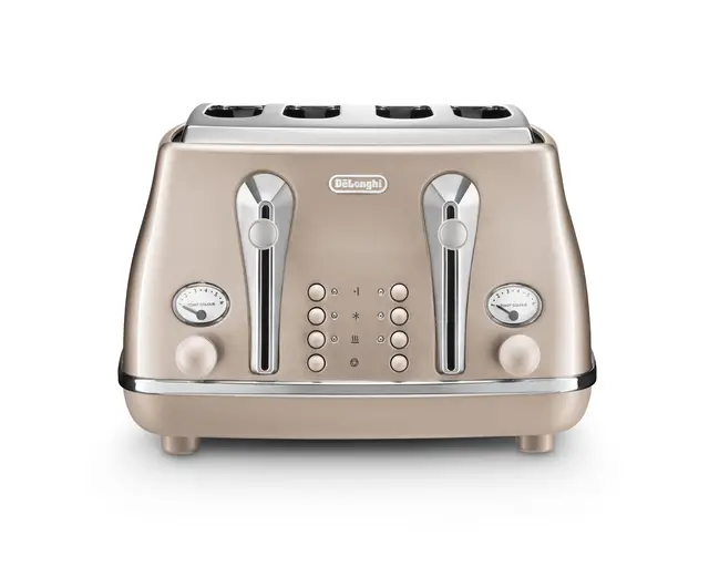 De'Longhi Icona Metalics 4 Slice Toaster, Beige, CTOT4003.BG
