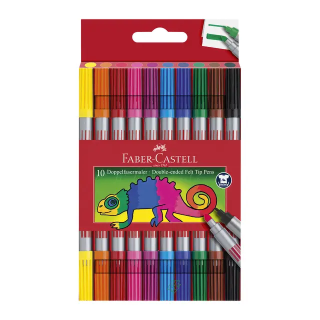 Faber-Castell Double-Ended Fibre-Tip Pen Set, Assorted Colours, Box of 10