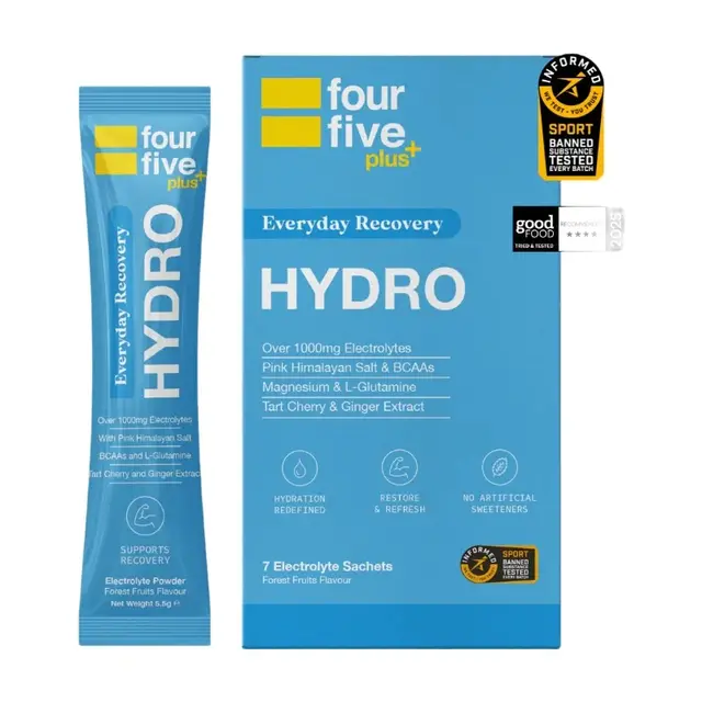 fourfive Everyday Recovery Hydration Powder with BCAAs & Vitamin B Complex, Low Calorie, 7 Sachets