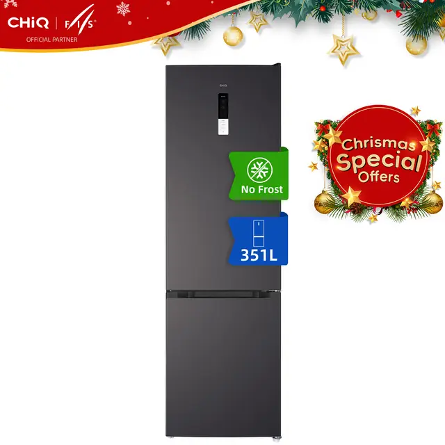 CHiQ  Freestanding Refrigerator with Freezer Compartment 351L | No Frost Fridge-Freezer Combination with Inverter Technology FBM351NEI42