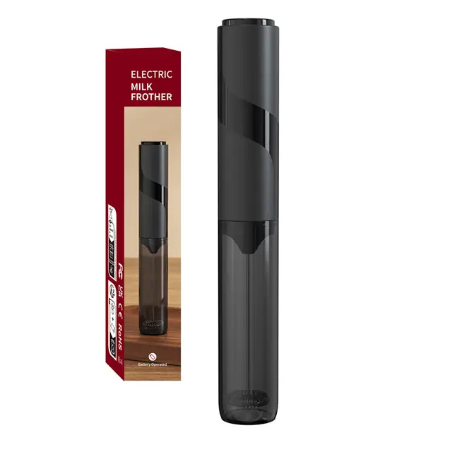 Cuisync Milk Frother Handheld Coffee Frother Electric Whisk, Battery-Powered Foam Maker for Latte Cappuccino Hot Chocolate, Low Noise & Easy to Clean, with Storage Sleeve, KJBQ-64