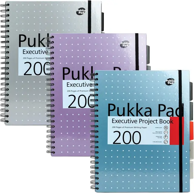 Pukka Pad A4 Metallic Executive Project Book, Pack of 3