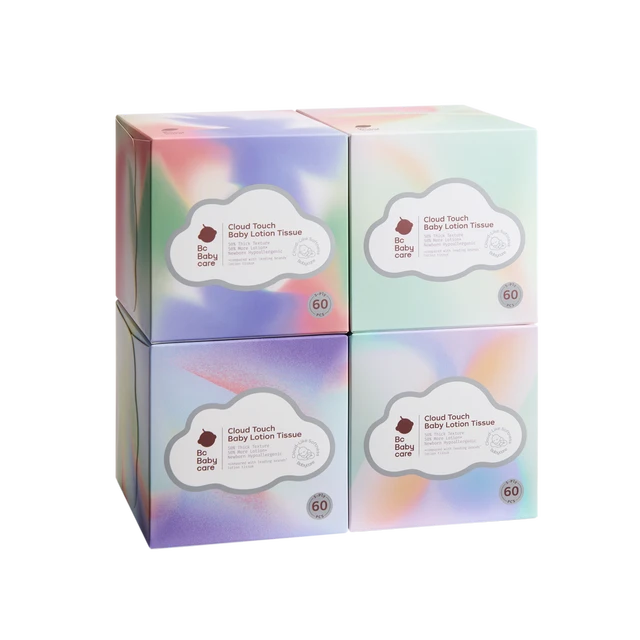 BC Babycare Lingettes bébé hydratantes Touch Nuage, 240 lingettes (60 x 4 paquets), 5 couches