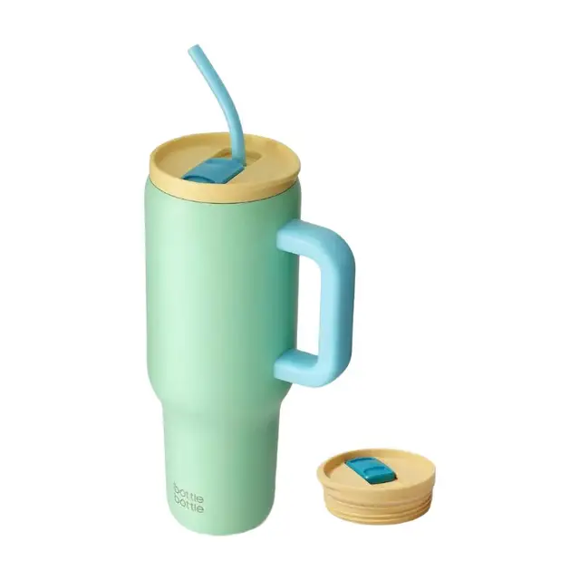 Bottle Bottle 40 oz Stainless Steel Vacuum Tumbler with Handle and Straw, Travel Mug for Car, Office, Gifts, Coffee (Forest Colour/Finish Options/Pattern Variant Name