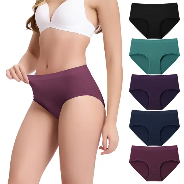 BAMBOO COOL Womens Briefs Underwear Lady Breathable Knickers with Mid Waist Color Group C M (5 Pack)