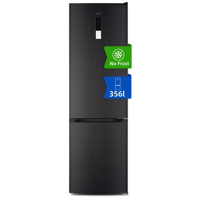CHiQ Kühlschrank, Kombination, 356 Liter, 200 x 59,5 x 64,2 cm (HxBxT), No Frost, 196kWh/Jahr, Leise 35dB, Kühl-/Gefrierkombination Großer, Digitales LED-Display, EEK D, für Küche/Haushalt/Wohnung, FBM351NEI42, 2025 