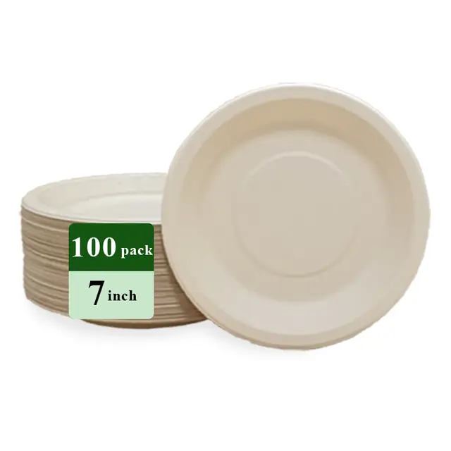 Ruibamboo disposable bamboo fiber plate 7 inches
100pack