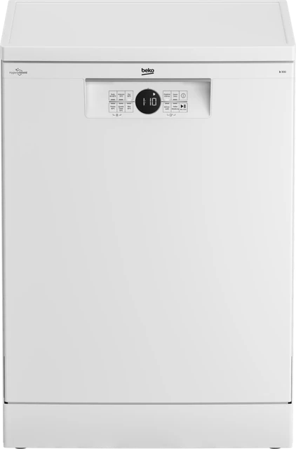 Beko Dishwasher, 60 cm, Freestanding, Built-Under Capable, For 14 Place Settings, 6 Programs, 4 Additional Functions, 3 Spray Levels, HygieneIntense, SelfDry, Program For Half Load, White, Model BDFN26430W
