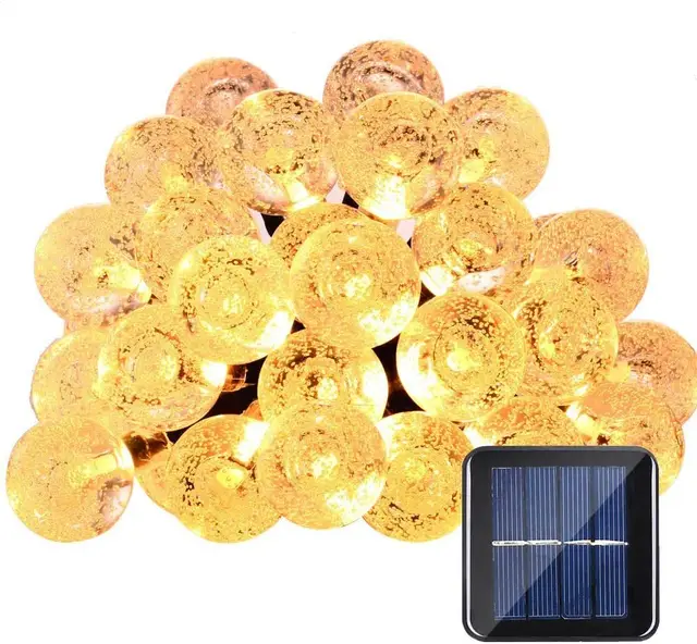 VIVREAL VCT-SLC021 Ballon lumineux à bulles alimenté par l’énergie solaire, 7 m, 50 LED, blanc chaud, Offre de Nouvel An, Cadeaux phares