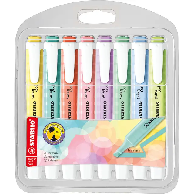 STABILO Swing Cool Pastel - Highlighter - Pack of 6 - Assorted Colours