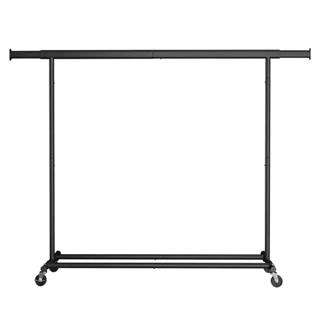 SONGMICSHOME Kleiderständer, Garderobenständer auf Rollen, ausziehbare Kleiderstange, einfache Montage, schwarz