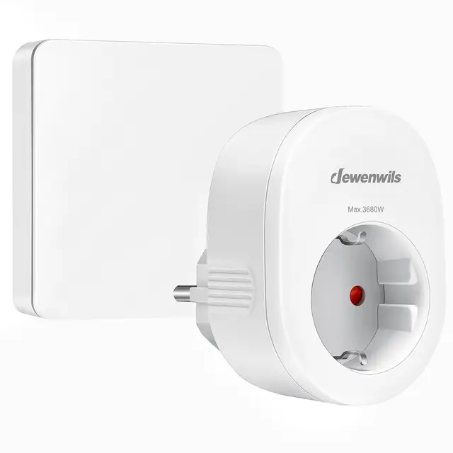Dewenwils fernbedienbare Steckdose Ein-/Ausschalter kabellos Wandmontage keine Kabel erforderlich 3680W erweiterbarer Lichtschalter für Weihnachtsdekorationen 30 m Reichweite weiß