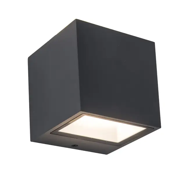 LUTEC LED Außenwandleuchte, moderne Mini-Wandlampe aus Aluminium in Mattschwarz, Außenlampe, 850 Lumen, warmweißes Licht 3000 K, quadratische Wandleuchte mit Up-&-Down-Effekt