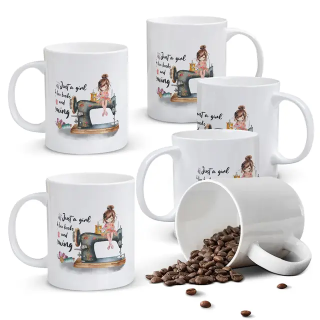 Alphynix 1 33cl boek liefhebber naai mok, "Gewoon een meisje" thema cadeau met geïllustreerd ontwerp voor thanksgiving of kerst,Valentijnscadeau, verjaardagscadeau