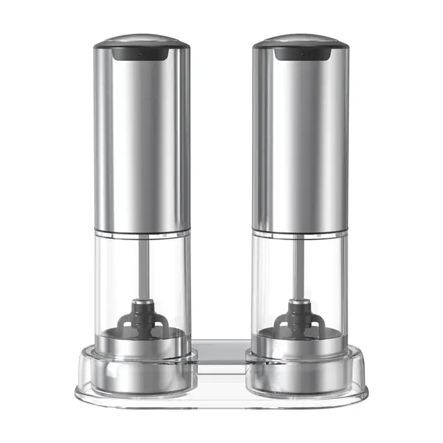 Lot de 2 Moulins à Sel et Poivre Électriques Cuisync KYMQ-37A-H-BS - Capacité 95ml, Acier Inoxydable & Matière ABS