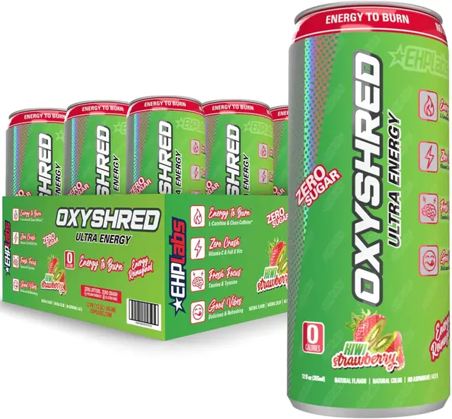 EHPlabs OxyShred Ultra Energy RTD Kiwi Strawberry 12 x 355ml