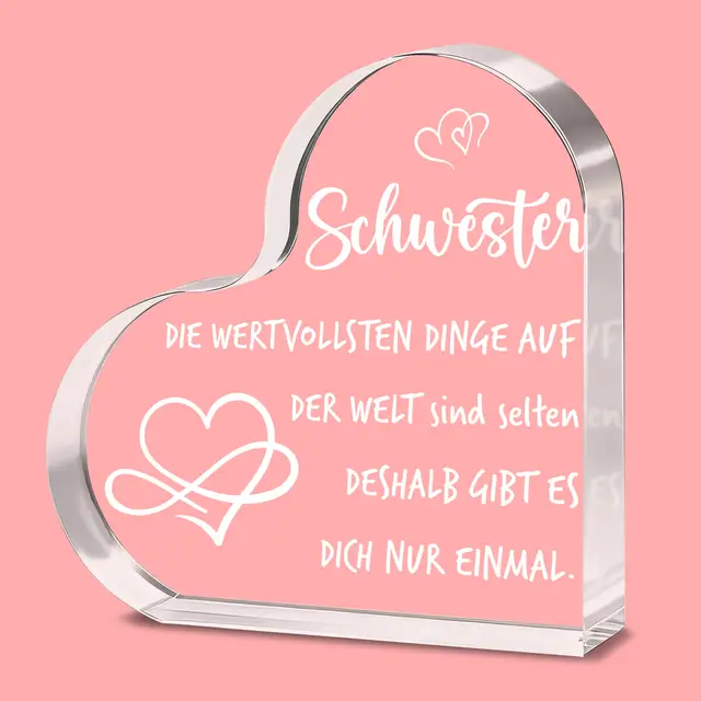 Alphynix 1 Stück Herz-Kristall-Plakette, „Schwester, die wertvollsten Dinge auf der Welt sind selten“ Schwester-Geschenk mit Zwillingsherzen-Design, einzigartiges Schwester-Erinnerungsstück von Geschwister