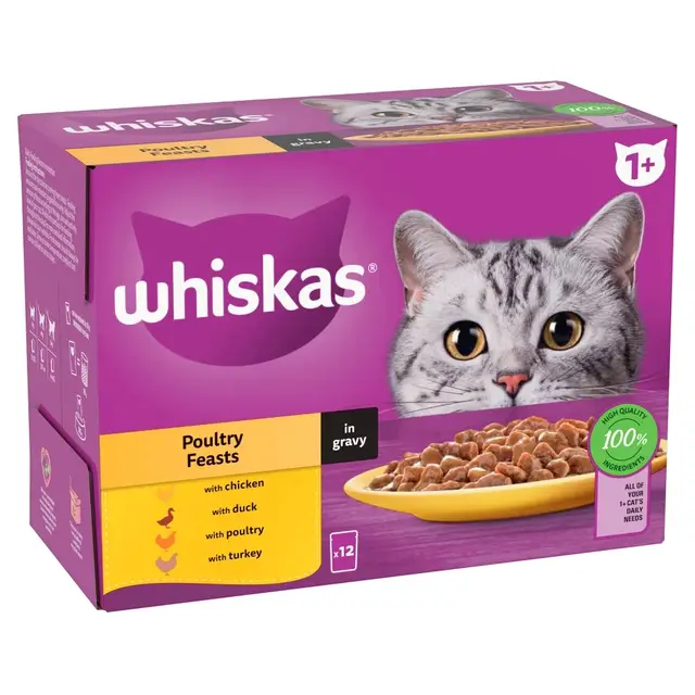 Whiskas 1+ Poultry Feasts in Gravy 12 x 85g