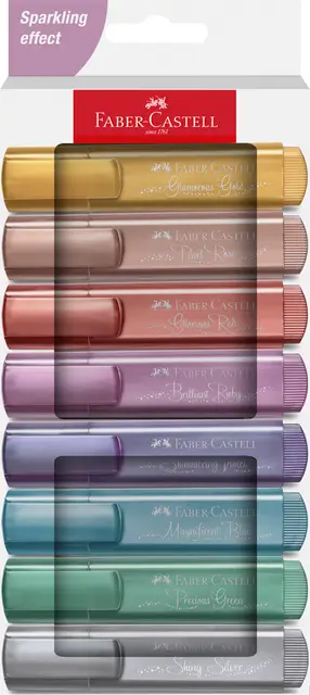 Faber-Castell Textliner 46 Metallic Highlighters, Assorted Colours, Box of 8