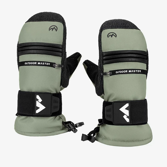 OutdoorMaster 3M & KEVLAR wasserdichte Ski-Fäustlinge für Erwachsene Herren & Damen Grau L