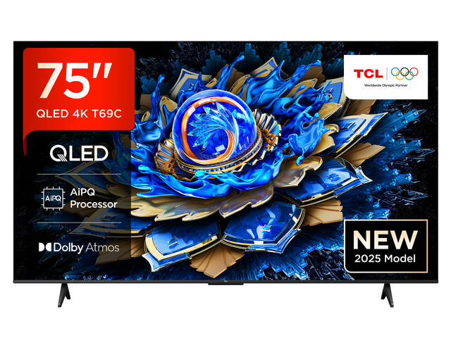 TCL 75T69C 75 Zoll QLED, Direct LED, 4K HDR, Smart Google TV Dolby Vision & Atmos, Game Master, Motion Clarity, Google Assistant & Alexa