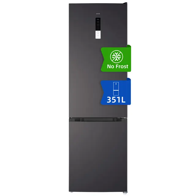 CHiQ Kühlschrank, Kombination, 356 Liter, 200 x 59,5 x 64,2 cm (HxBxT), No Frost, 196kWh/Jahr, Leise 35dB, Kühl-/Gefrierkombination Großer, Digitales LED-Display, EEK D, für Küche/Haushalt/Wohnung, FBM351NEI42, 2025