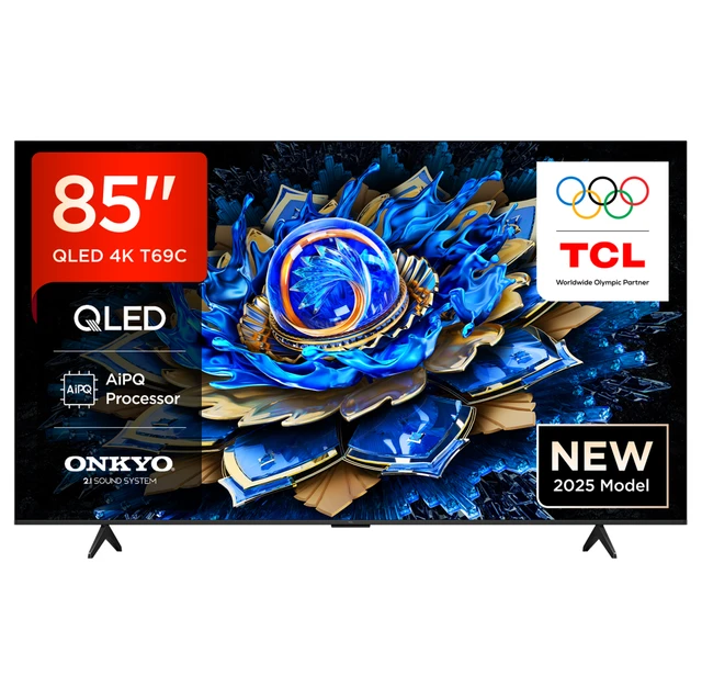 TCL 85T69C 85 Zoll QLED, Direct LED, 4K HDR, Smart Google TV Dolby Vision & Atmos, Game Master, Motion Clarity, Google Assistant & Alexa