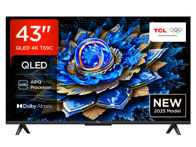 TCL 43T69C 43 Zoll QLED, Direct LED, 4K HDR, Smart Google TV mit Dolby Vision & Atmos, Game Master, Motion Clarity, Google Assistant & Alexa