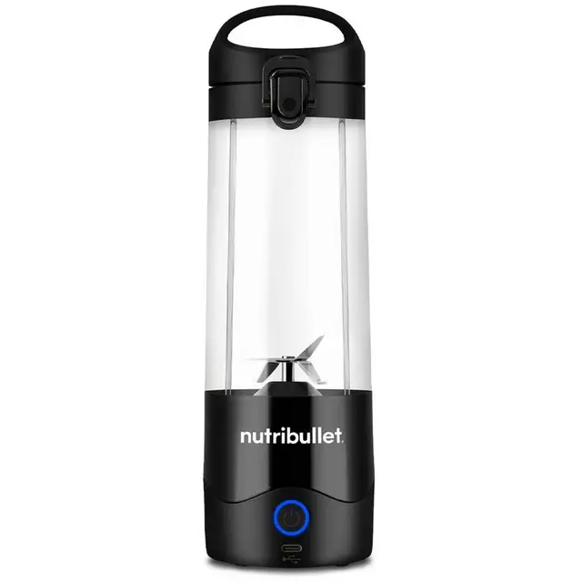 nutribullet Portable Blender - Black, 475ml Cup, Powerful Extractor Blade, To-Go Lid, USB-C Charging Cable, 15+ Blending Cycles