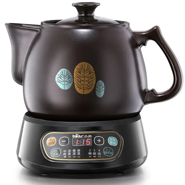 Bear 3,5L Intelligenter Automatischer Kräutertopf - Ein-Knopf-Abkochung, Geruchsfreies Keramikdesign, Schutz vor Trockenkochen und Überlaufen, Vielseitig für Kräuter und Suppen