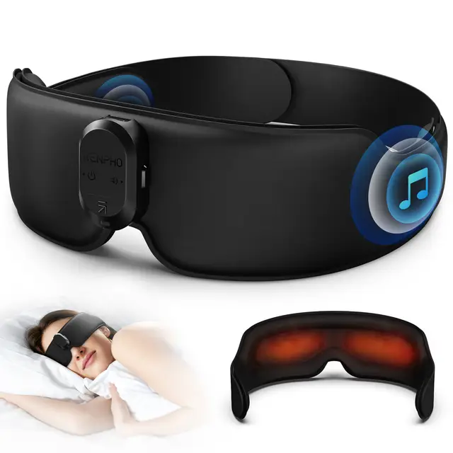 Renpho Eye Snooze Aroma Heated Sleep Mask with Aromatherapy, Cordless, 3 Heat Settings, Stress Relief, Relaxing, Sleep Aid, Black, Top Gift Picks