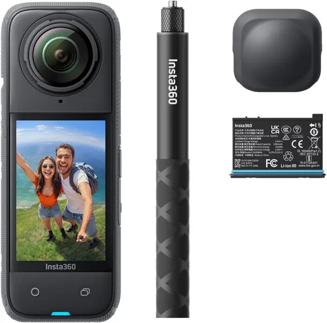 Insta360 X4 Air startpakket – 165 g lichte 8K 360° camera, onzichtbare selfiestick, verwisselbare lenzen, opnemen en daarna framen, geïntegreerde windkap, FlowState-stabilisatie, AI-gestuurde app