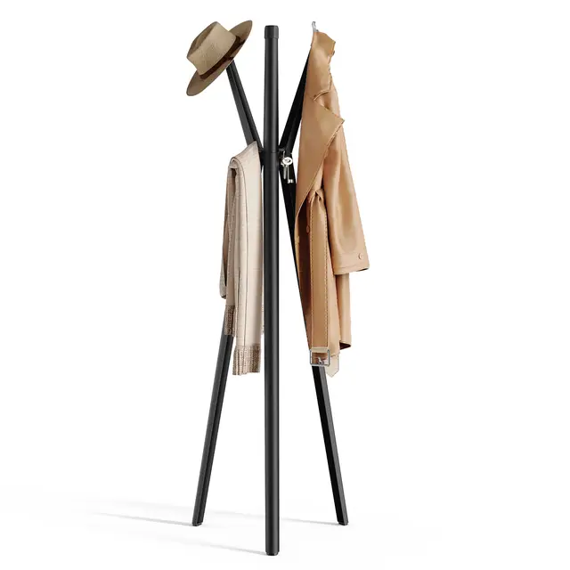 KAPANOU Freestanding Coat Rack with 6 Hooks， Entryway Hall Tree Metal Coat rack for Hat， Purse， Jacket， Umbrella and Accessories， Heavy Duty Aluminum Coat Rack for Bedroom， Office， Black, New Year Sale , Top gift picks