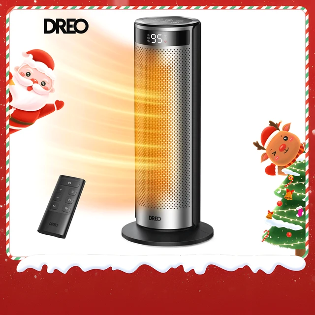 DREO Energieeffizienter Heizlüfter – 2000 W, PTC-Keramik, 12-Stunden-Timer, 70° Oszillationsfunktion, Fernbedienung, 34 dB leise, 8-stufige Sicherheitsfunktion, Solaris 628