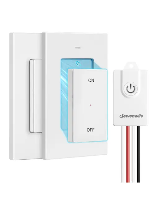 Dewenwils Funkschalter, Funkwandsender Licht 230 V mit Sender, 30 m Reichweite, Funklichtschalter-Set für Lampe, magnetisch abnehmbarer Funktaster, keine Verkabelung erforderlich