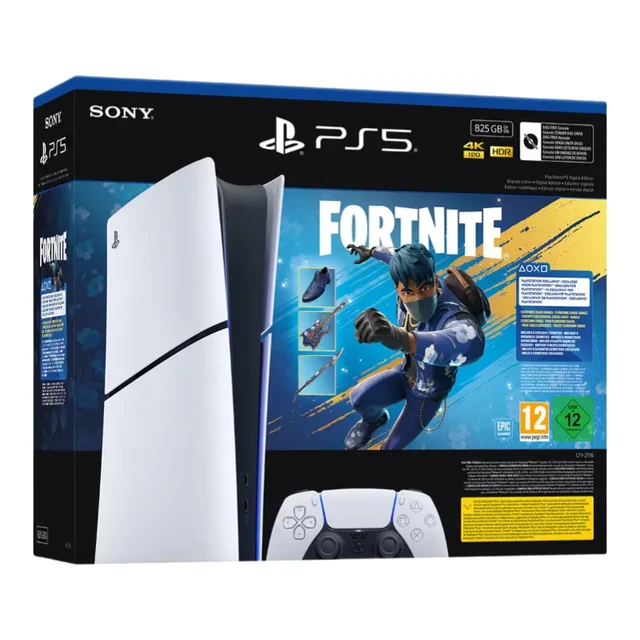 Sony Console PlayStation 5 Slim Numérique avec Manette PS5 sans fil Dualsense - Blanc - Limited Edition Fortnite Flowering Chaos - Version EU