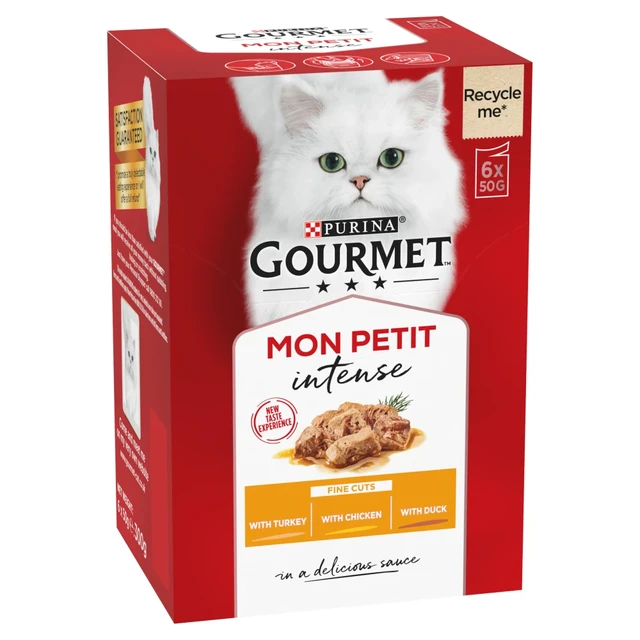 Gourmet Mon Petit Adult Cat Food with Duck, Chicken & Turkey 6 x 50g (300g)