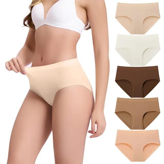 BAMBOO COOL Womens Briefs Underwear Lady Breathable Knickers with Mid Waist Color Group A L (5 Pack)