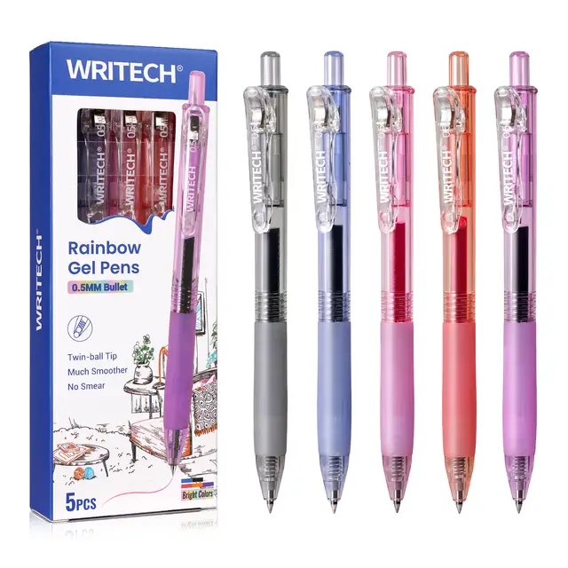 WRITECH Uittrekbare gelstiften Snelle droge inktstiften 0,5 mm kogel Meer kleuren Voor dagboek schrijven, tekenen, krabbelen en notities nemen (Meer kleuren)