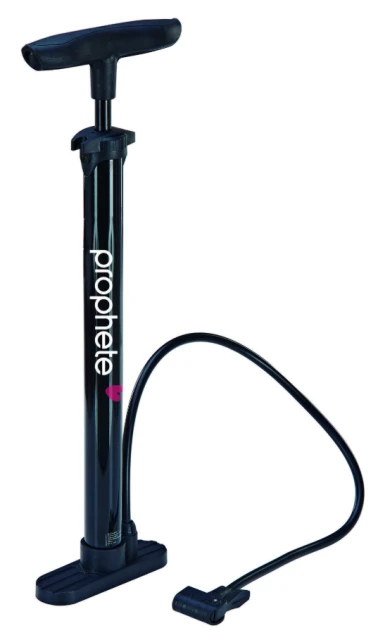 Prophete Fahrradpumpe, Standpumpe, Länge 470 mm, Stahlgehäuse, mit Doppelkopf, für alle Ventilarten