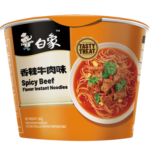 Bai Xiang Umami Classic Spicy Beef Flavor Instant Noodles, 12 Cups (Full Box)
