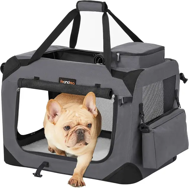 Euziel Sac de transport pliable pour chien - 60 x 42 x 42 cm - Gris