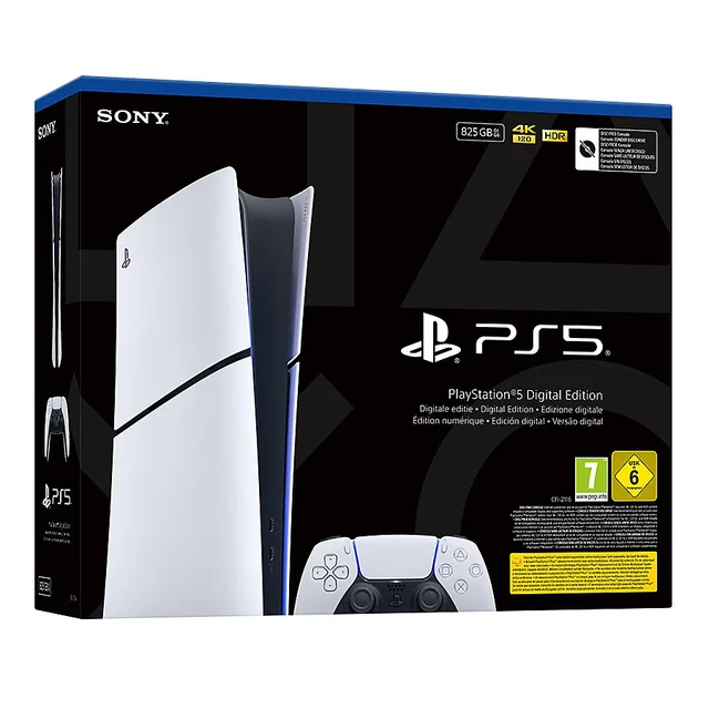 Sony Console PlayStation 5 Slim Digital avec Manette PS5 sans fil Dualsense - Blanc - Version EU