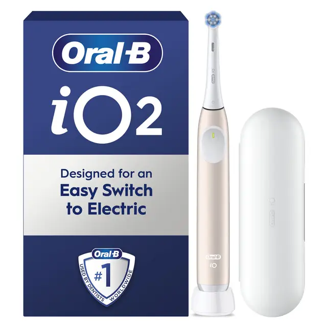 Oral‑B iO2 Electric Toothbrush and Travel Case, 3 quiet modes, Calm Pink