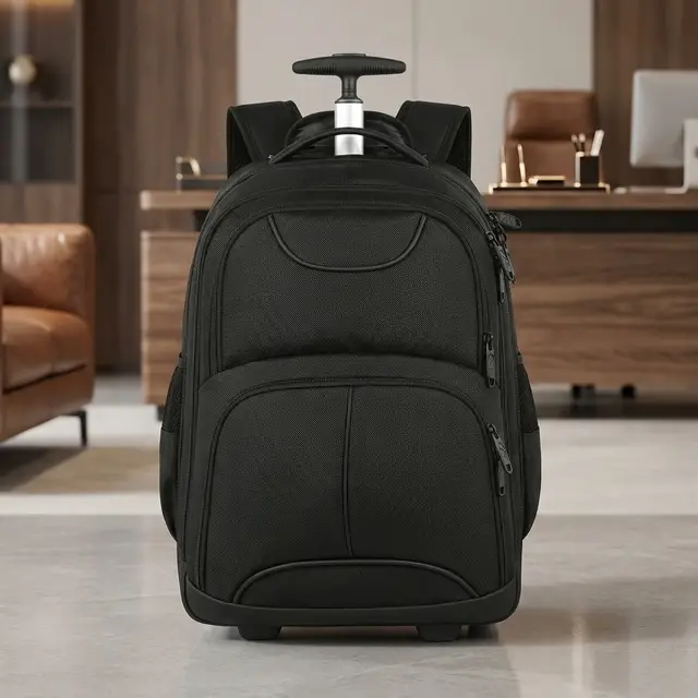 Travel Backpack with Wheels， Rucksack with Wheels Cabin Size Wheeled Backpack 17inch Laptop Trolley Business Cabin Bag Carry On Suitcase Hand Luggage School Backpack for Women， Men， Uni， Black， New Year Sale ， Top gift picks